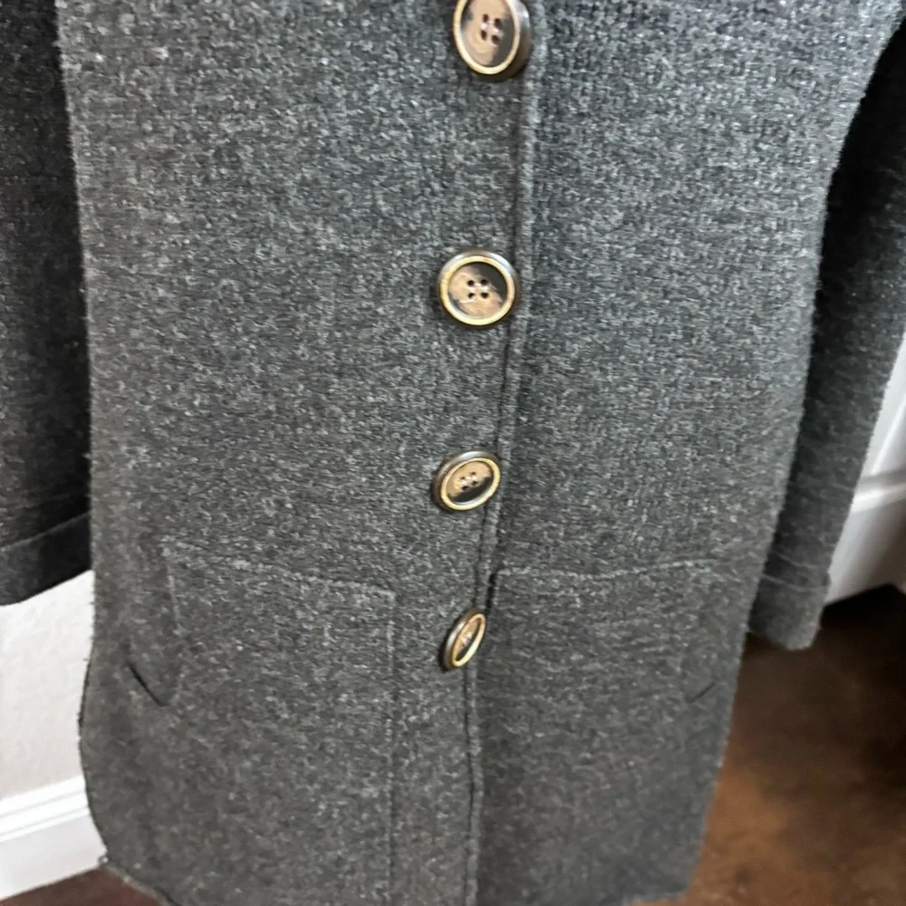 Women's Charcoal Gray Blazer‎ Long Line Cardigan  Wool Sweater